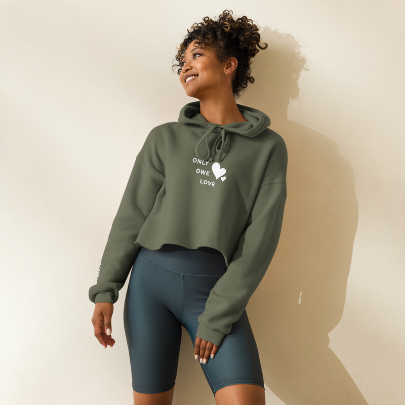 Olive Green Cropped Hoodie