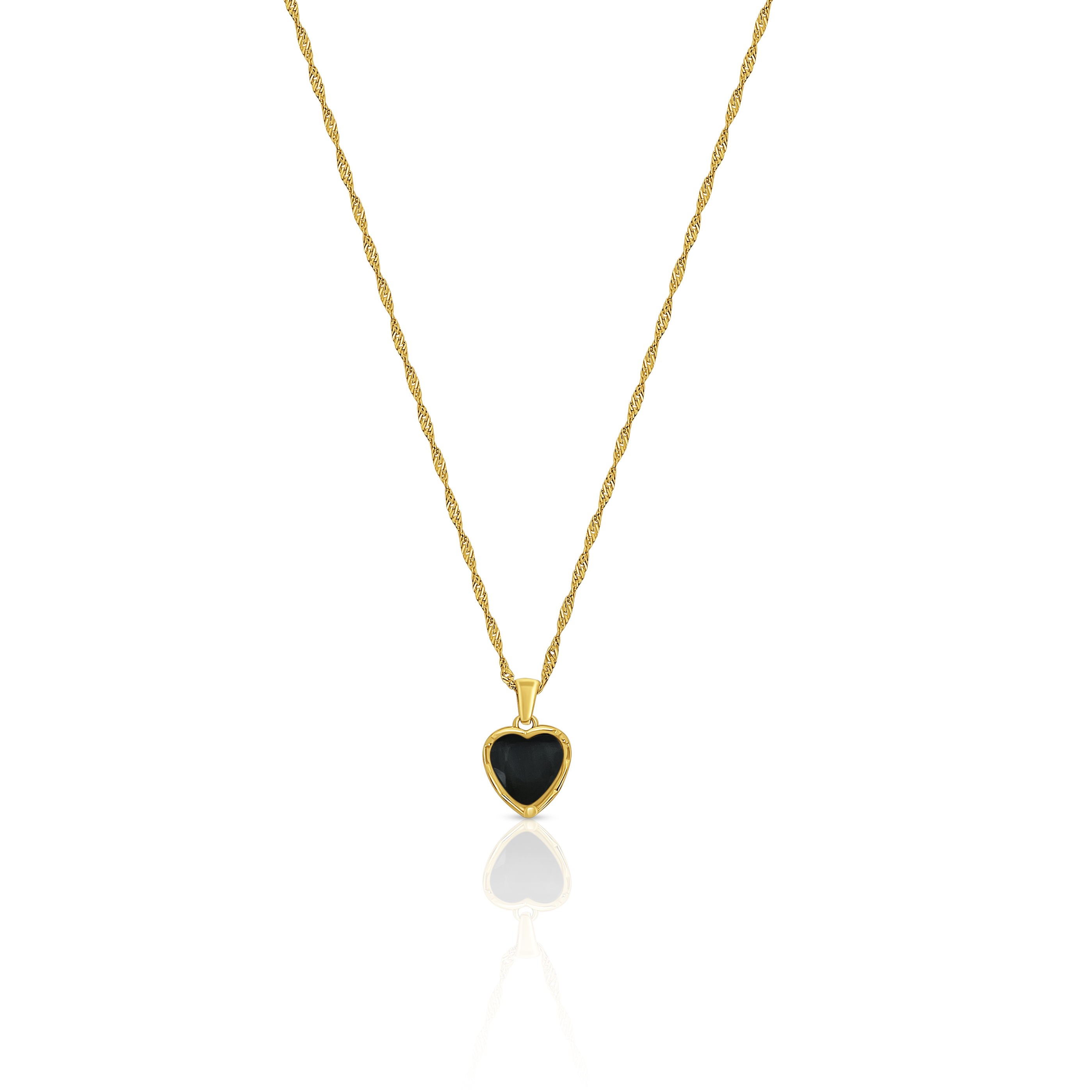 "JONELLE" Gold Heart Black Stone Pendant Necklace