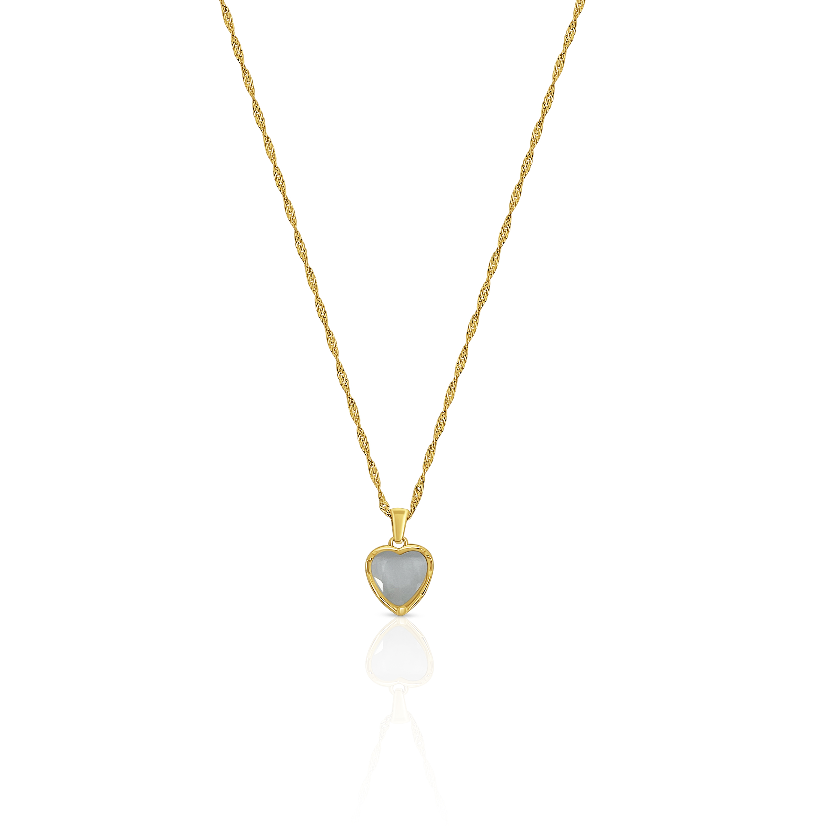 "JONELLE" Gold Heart White Stone Pendant Necklace