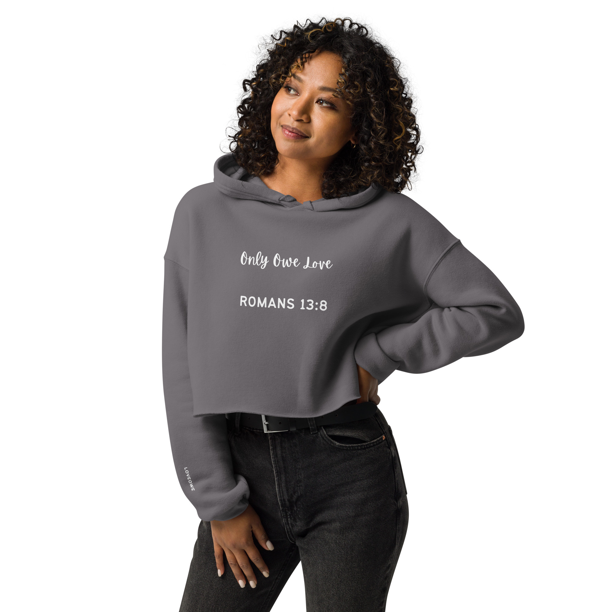 "ROMANS 13:8"  Cropped Hoodie 