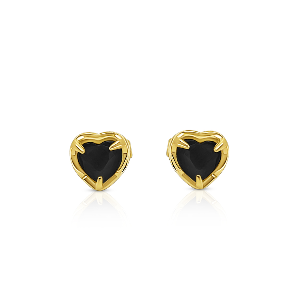 "JONELLE" Heart-shaped Black Stone Stud Earrings