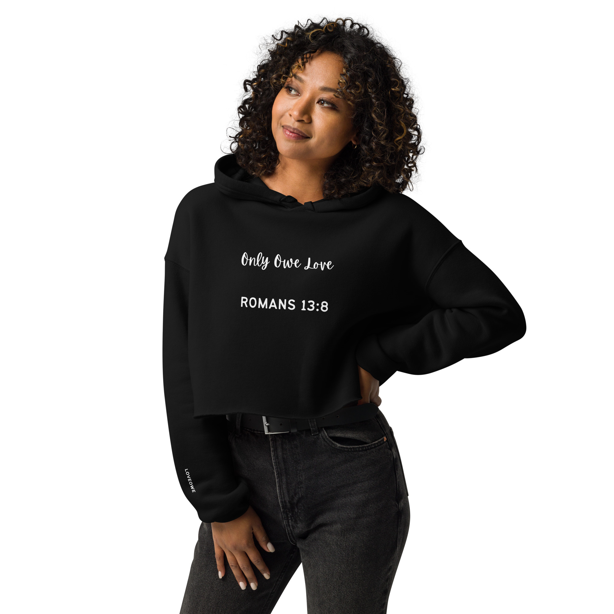 "ROMANS 13:8"  Cropped Hoodie 