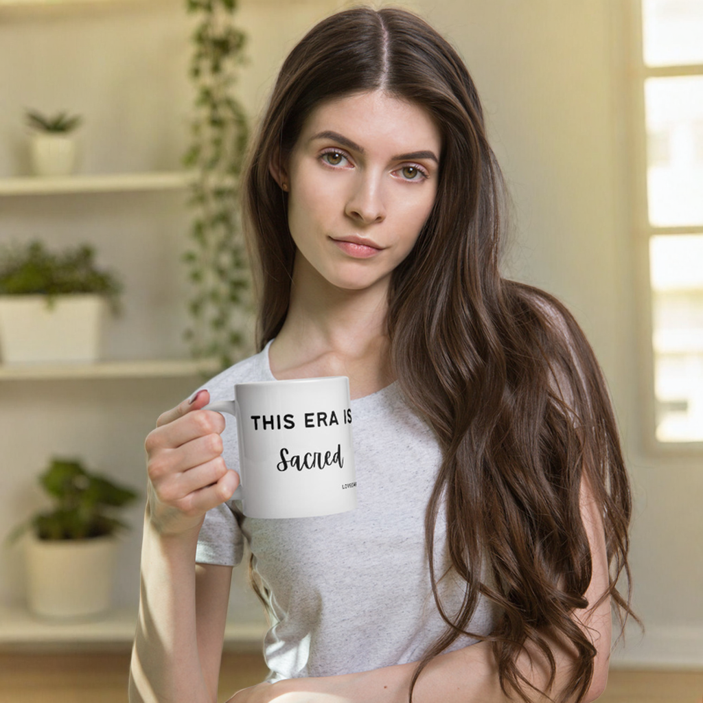 "SACRED ERA" White Glossy Mug