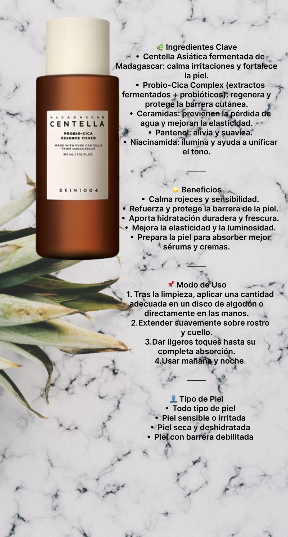 Tónico Centella Madagascar Skin1004 probio-cica 210ml