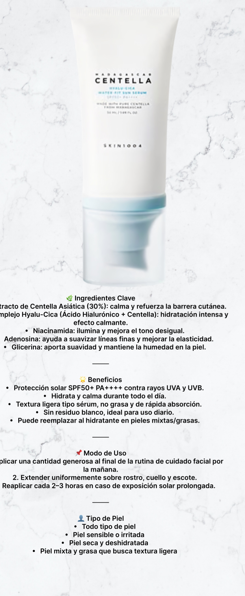SKIN1004 Madagascar Centella Hyalu-Cica Water-Fit Sun Serum 50ml