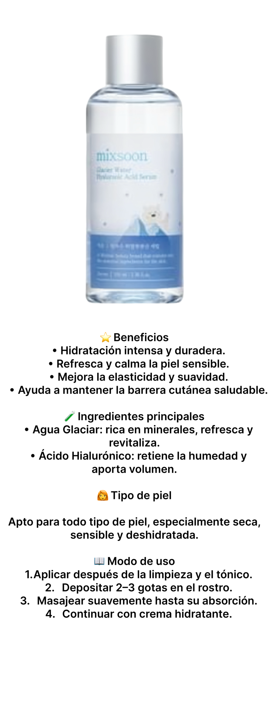 Mixsoon Serum Ácido Hialurónico Glacier Water 100ml