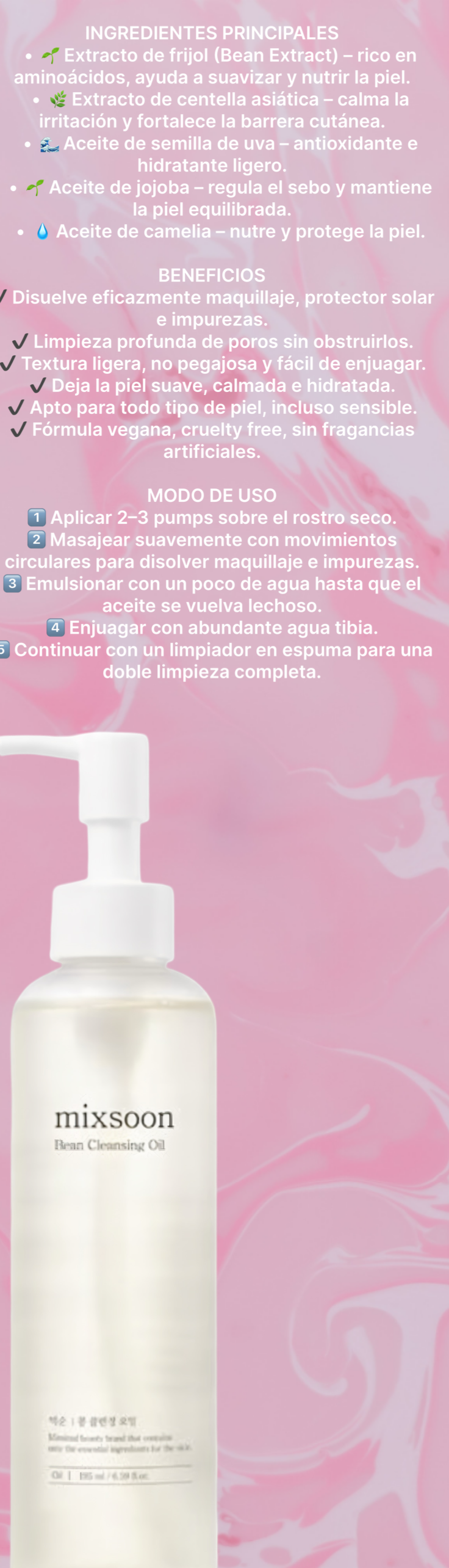Aceite limpiador Mixsoon Bean 195ml