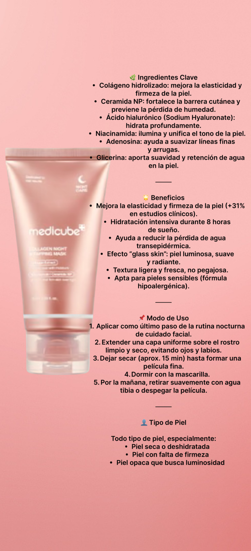 Mascarilla nocturna de colágeno Medicube 75ml