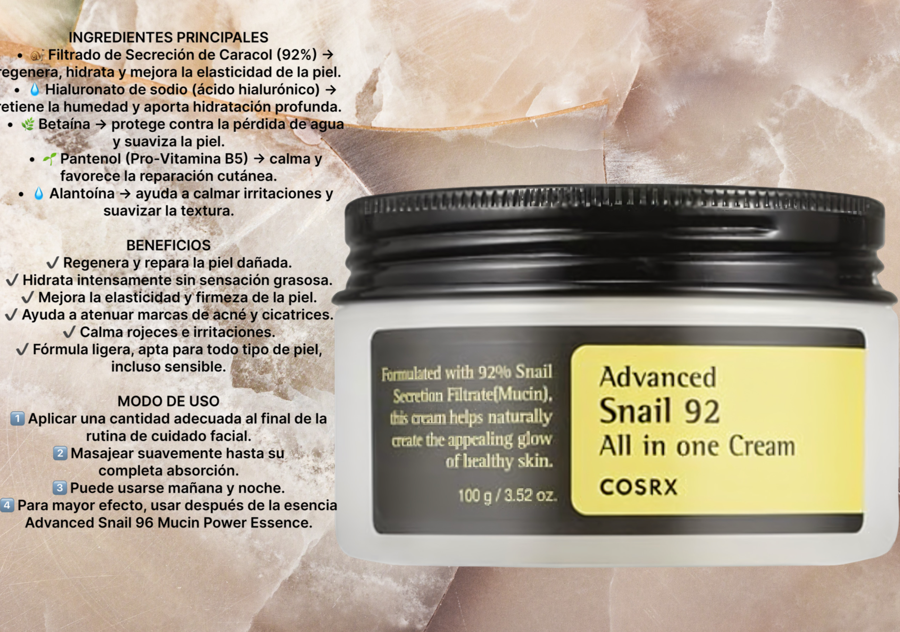 Crema COSRX Advanced Snail 92 100gm