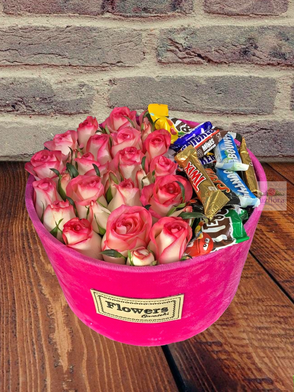 Pink Roses and Chocolate Bouquet
