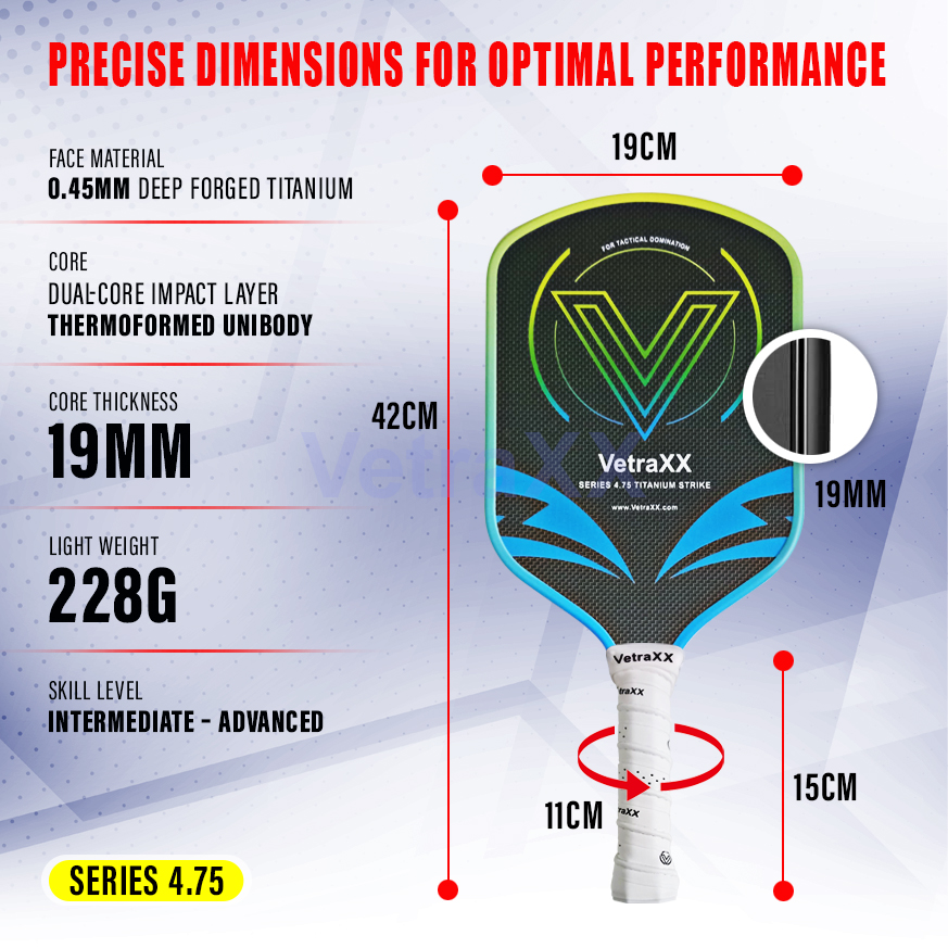 VetraXX Pickleball Paddle Series 4.75 Titanium Strike