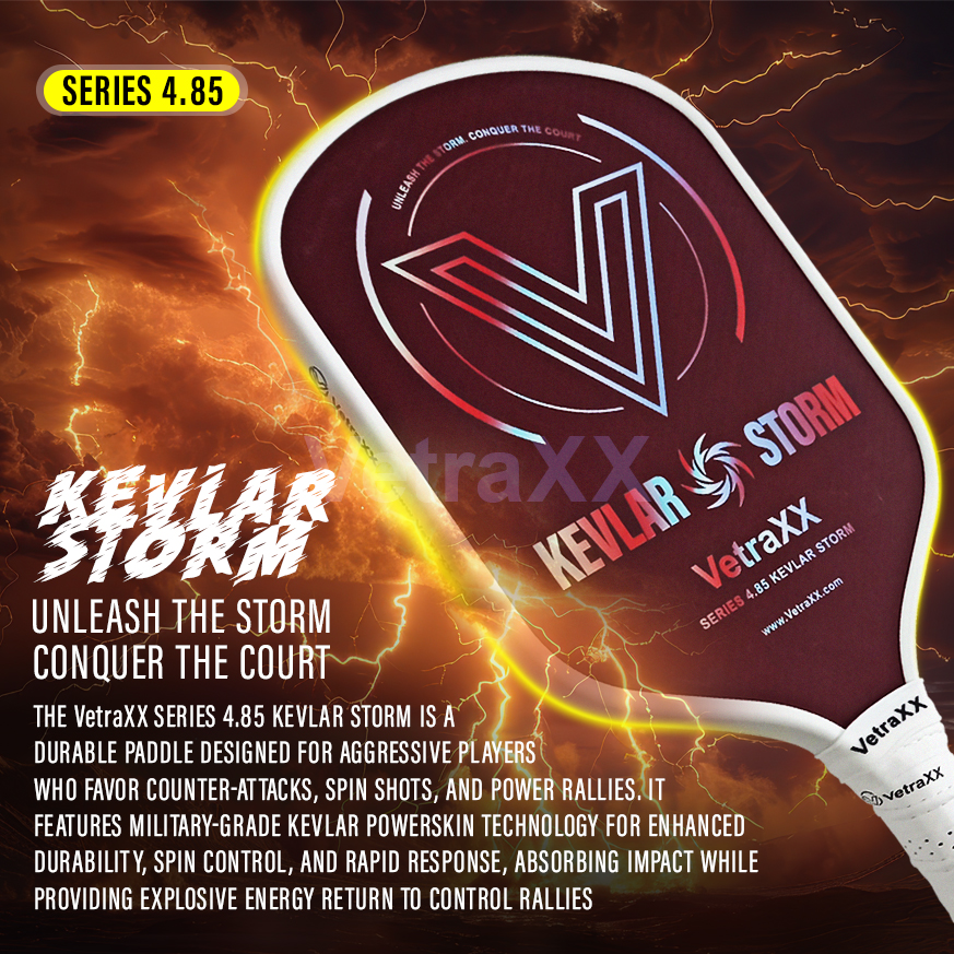 VetraXX DUAL Surface Pickleball Paddle Series 4.85 Kevlar Storm
