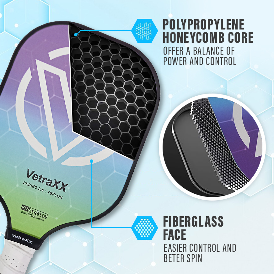VetraXX Pickleball Paddles Series 2.5 Teflon Racket Paddle Ball Grip