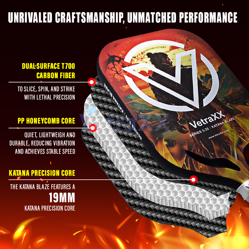 VetraXX DUAL Surface Pickleball Paddle Series 5.35 Katana Blaze