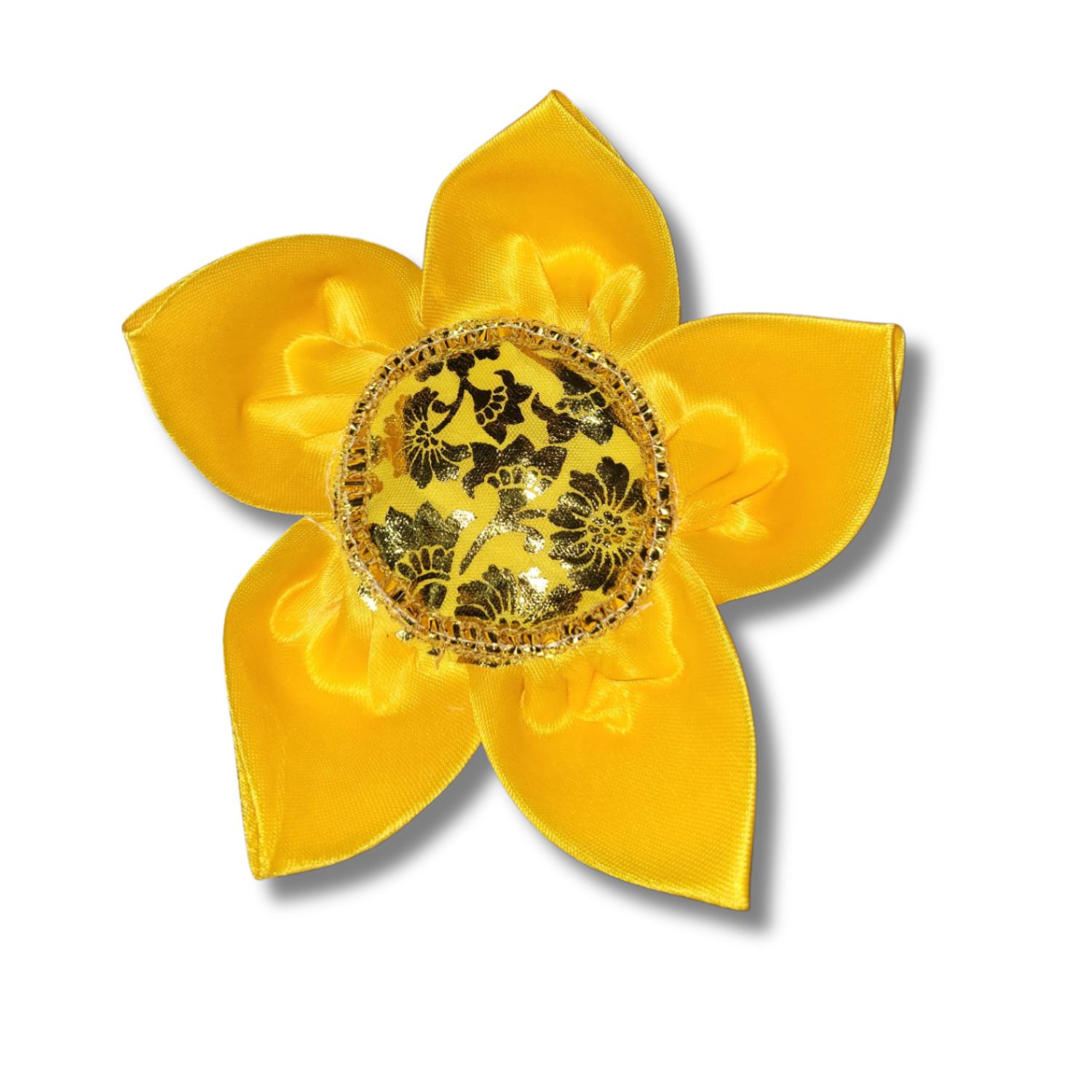Yellow Fabric Flower Brooch
