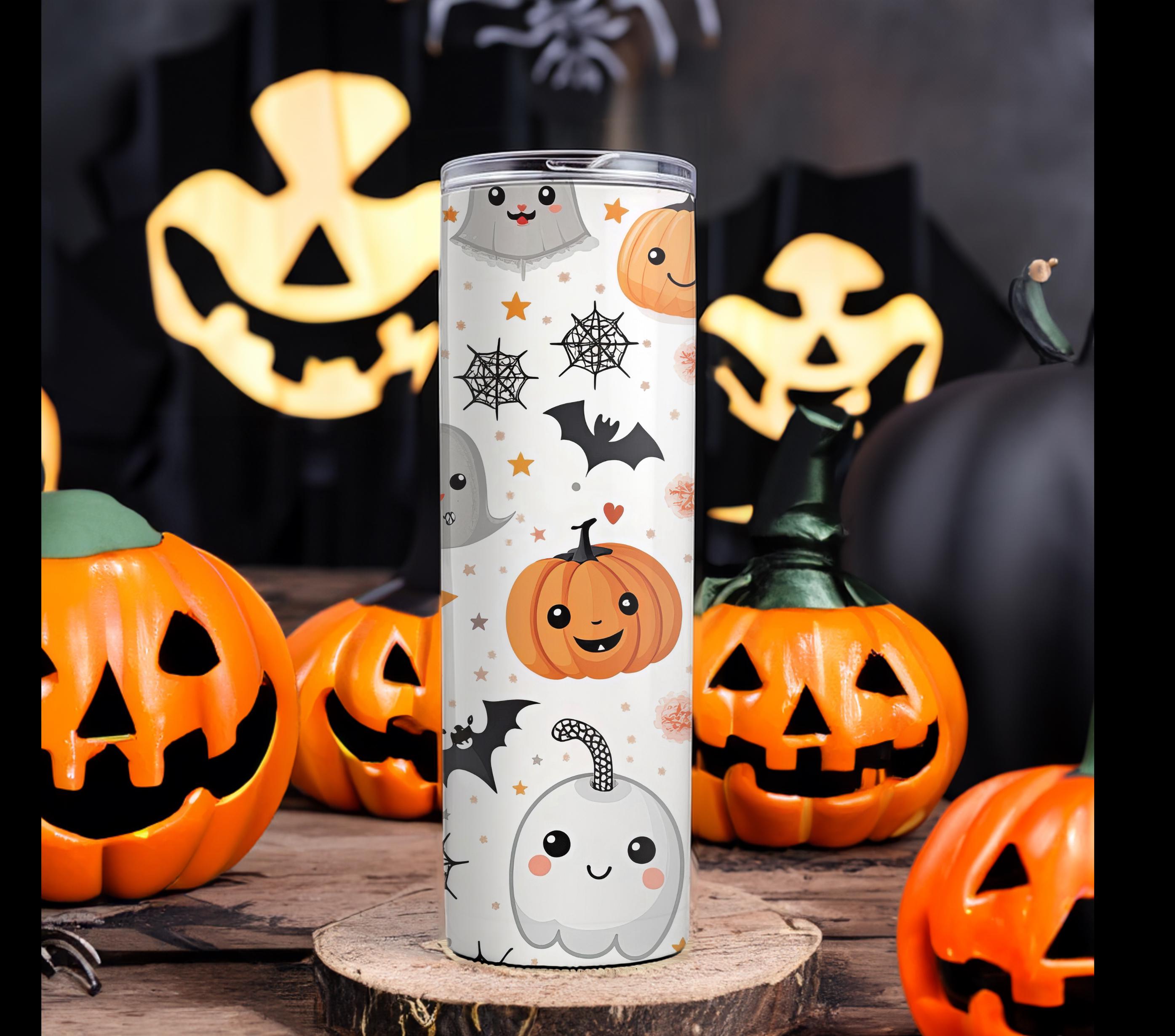 Cute Ghost & Pumpkin Halloween 20oz Insulated Hot/Cold Stainless Steel Tumbler