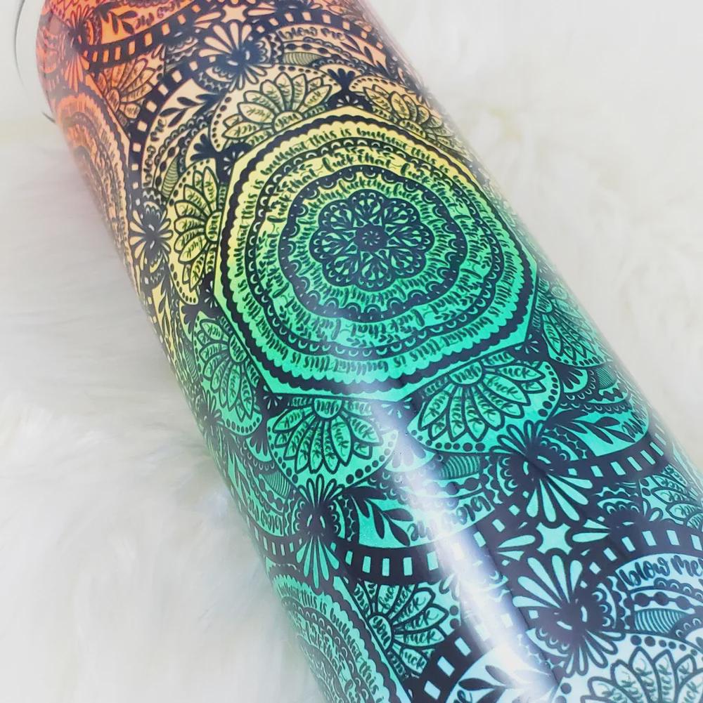 Hidden Swear Word Mandala Vivid Rainbow Gradient 20oz Insulated Hot/cold Stainless Steel Tumbler