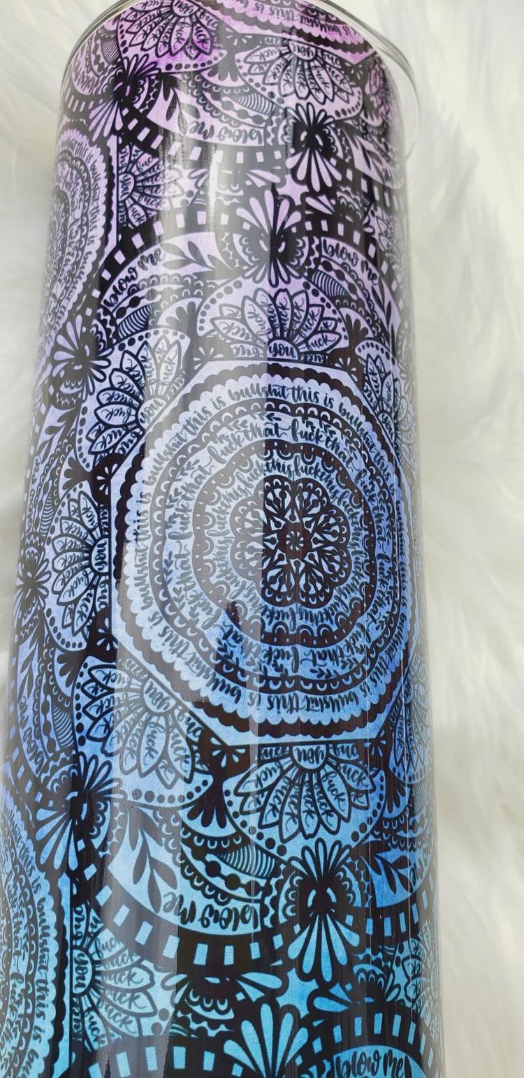 Hidden Swear Word Mandala Purple To Blue Gradient 20oz Insulated Hot/cold Stainless Steel Tumbler