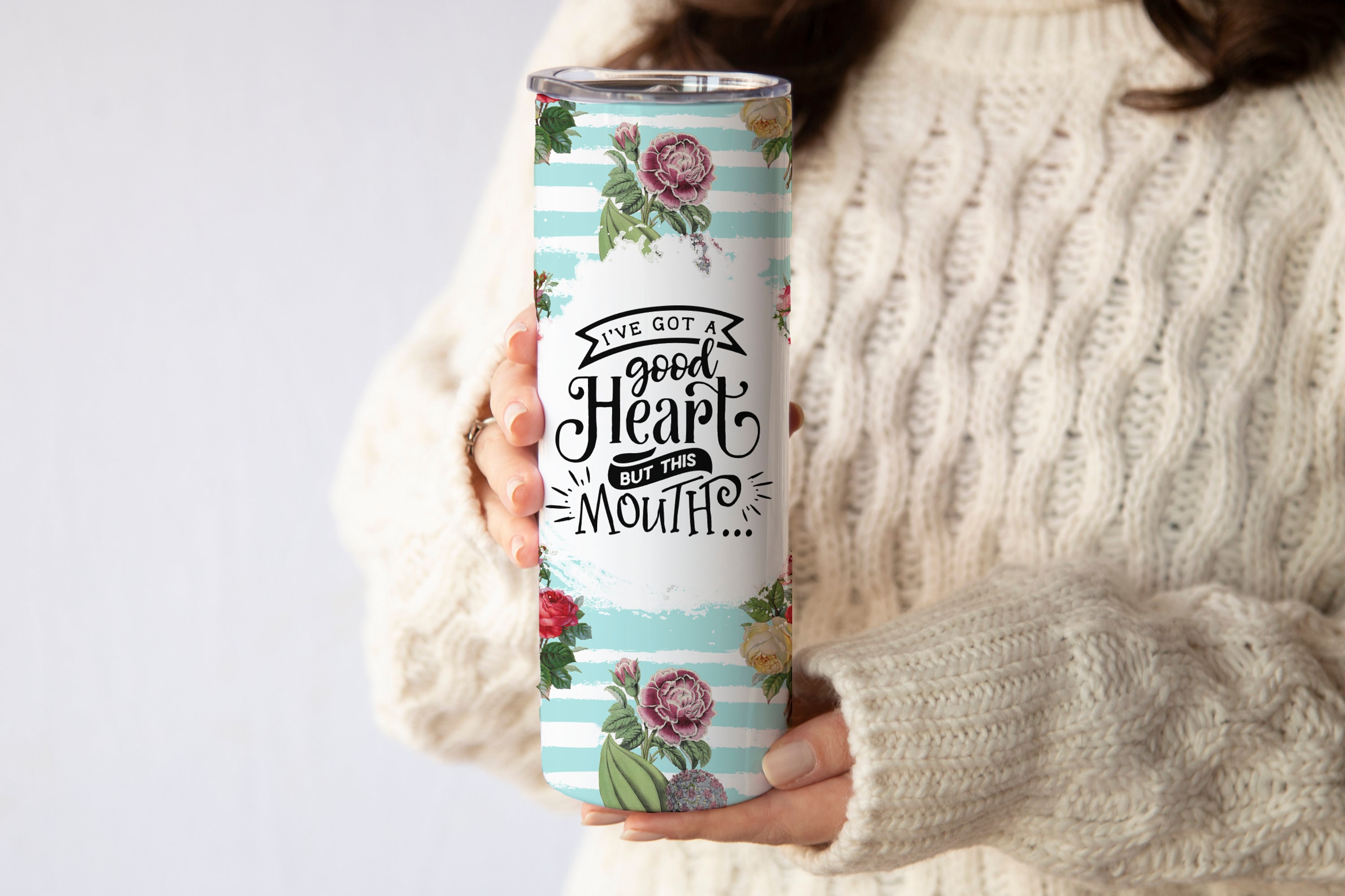 I've Got A Good Heart But This Mouth, 20oz Insulated Hot/Cold Stainless Steel Tumbler