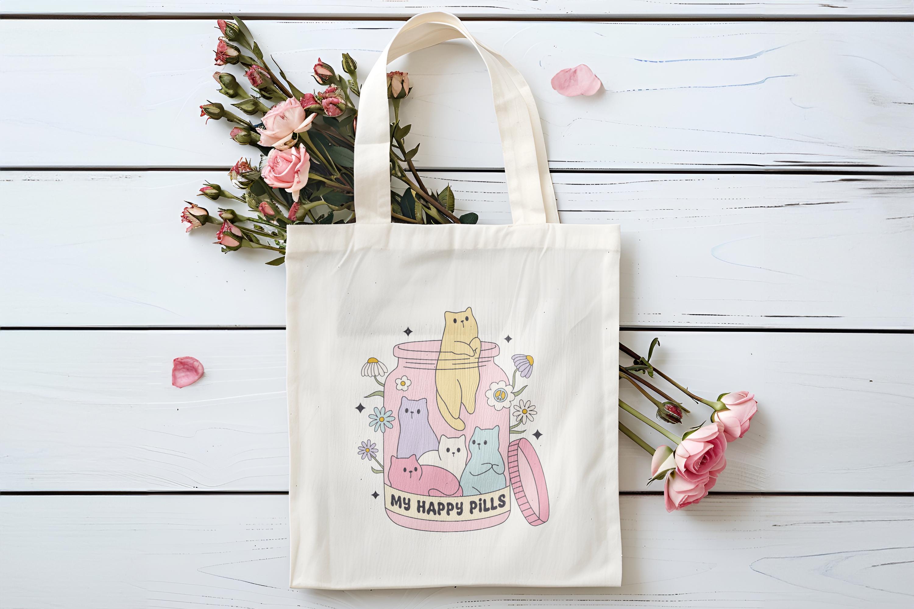 My Happy Cat Pills Canvas Tote Bag