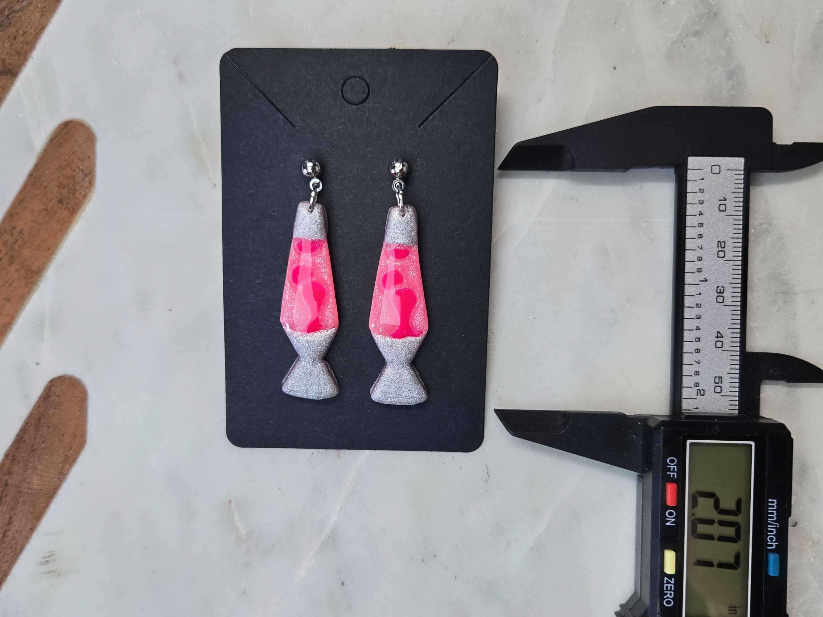 Lava Lamp Pink & Orange Glow In The Dark Polymer Clay Earrings