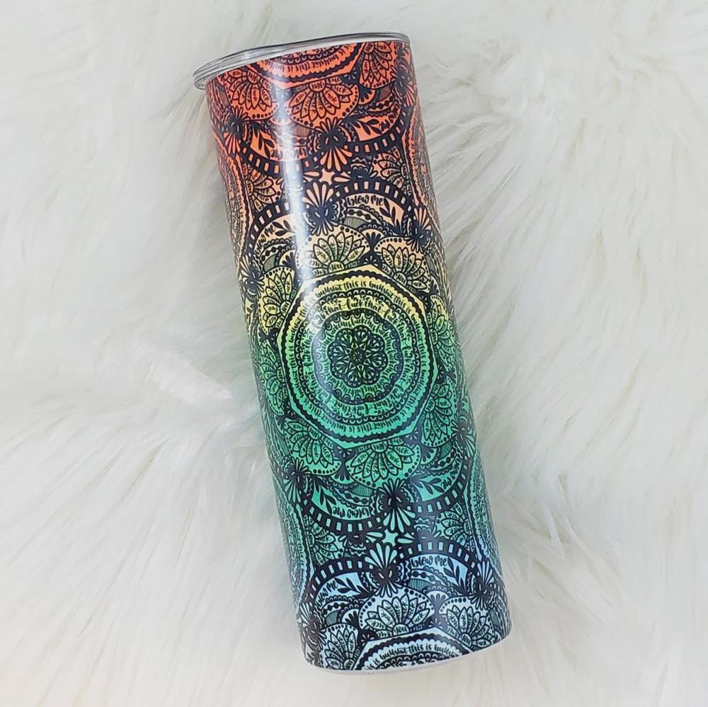 Hidden Swear Word Mandala Vivid Rainbow Gradient 20oz Insulated Hot/cold Stainless Steel Tumbler