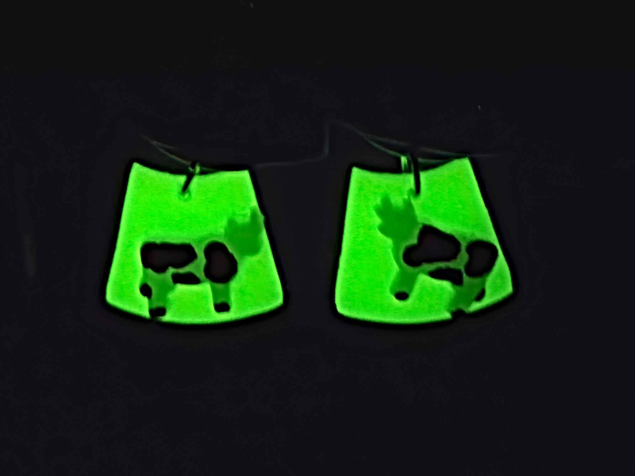 Alien Abduction UFO Green Glow In The Dark Polymer Clay Earrings