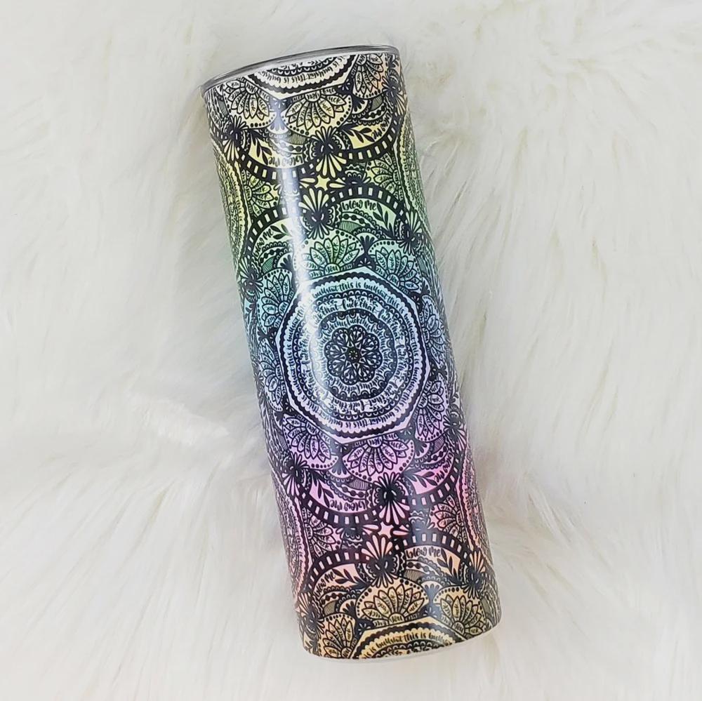 Hidden Swear Word Mandala Pastel Rainbow Gradient 20oz Insulated Hot/cold Stainless Steel Tumbler