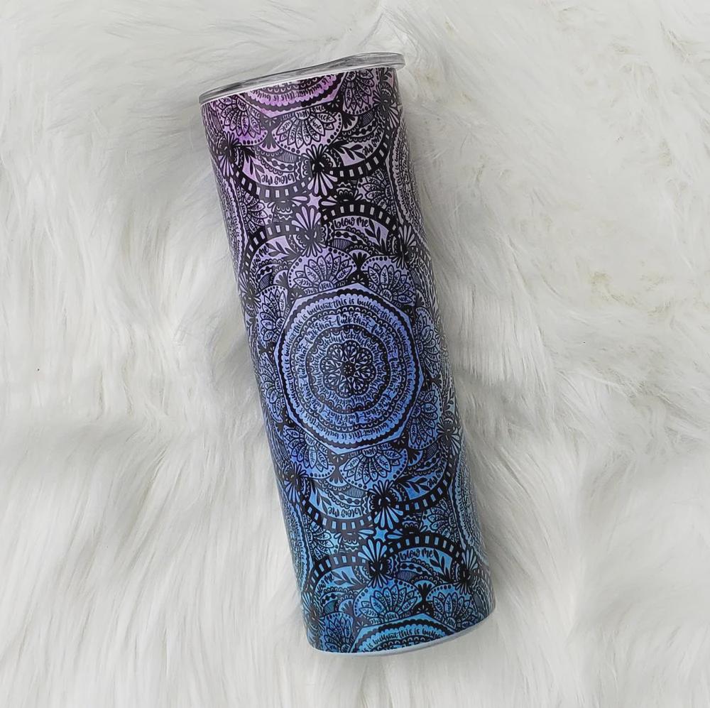 Hidden Swear Word Mandala Purple To Blue Gradient 20oz Insulated Hot/cold Stainless Steel Tumbler
