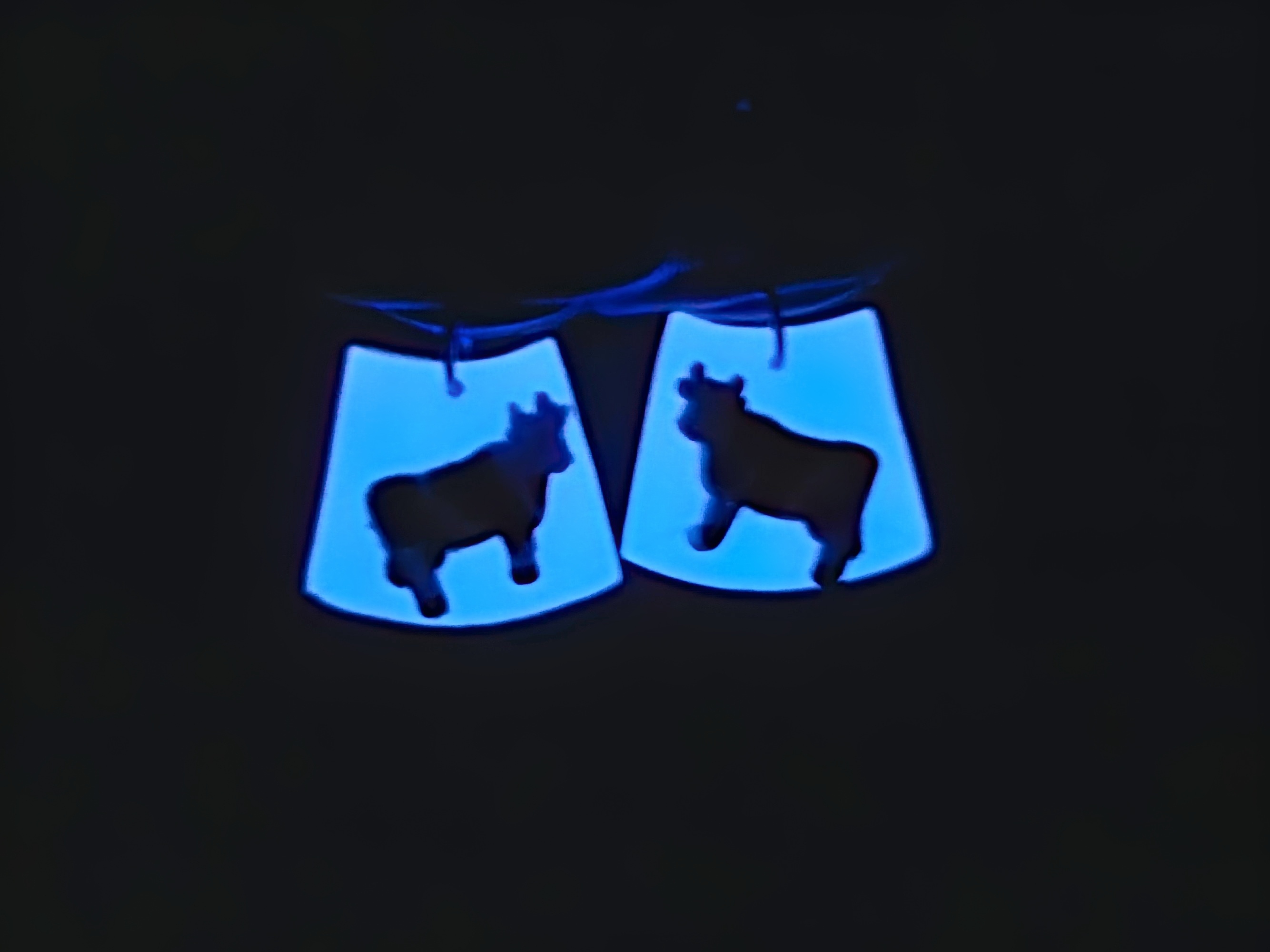 Alien Abduction UFO Purple & Blue Glow In The Dark Polymer Clay Earrings