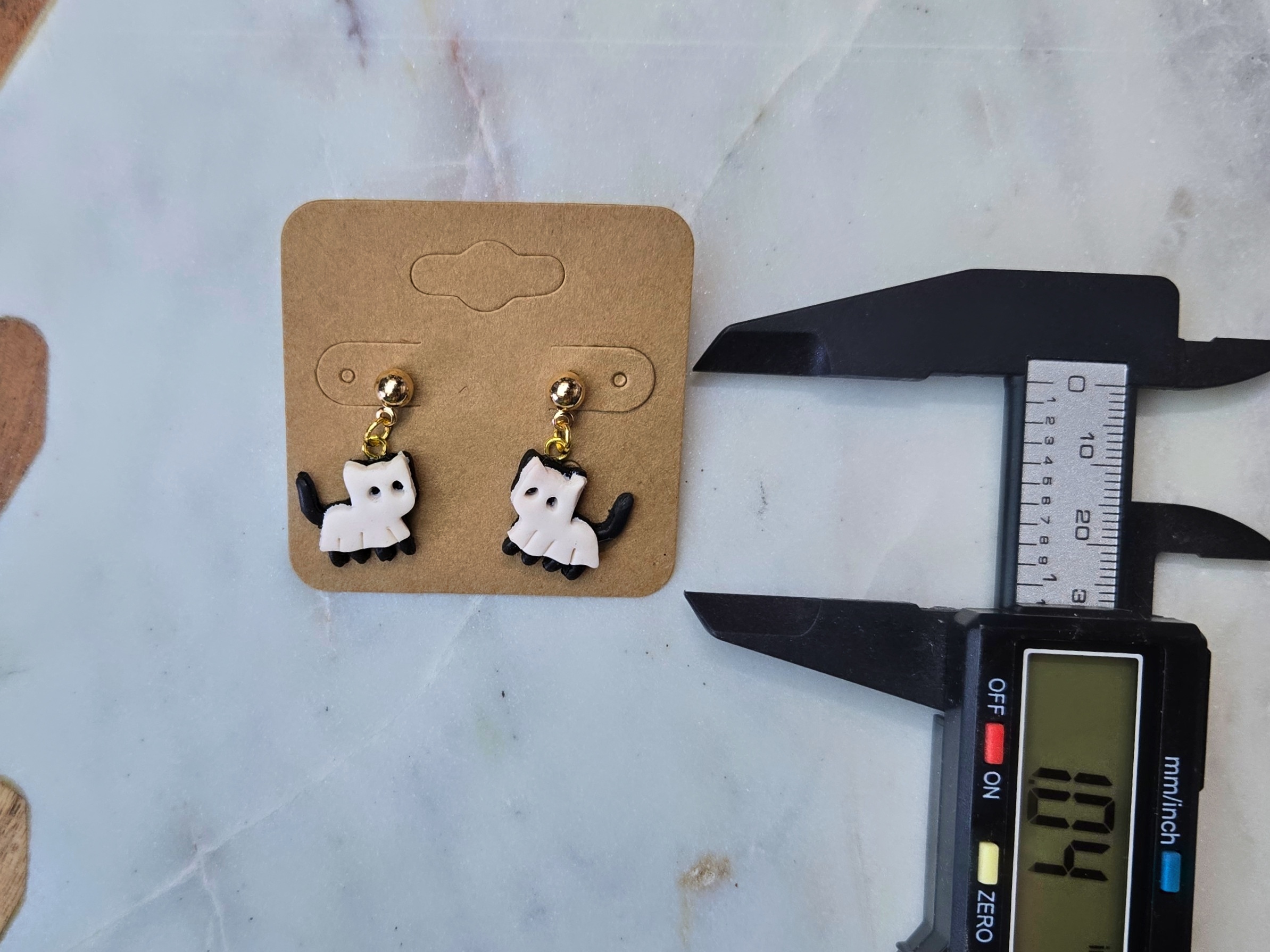 Halloween Ghost Cats Small Polymer Clay Earrings