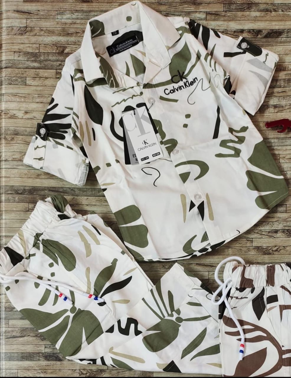 Calvin Klein Kids' Printed Shirt and Pants Set