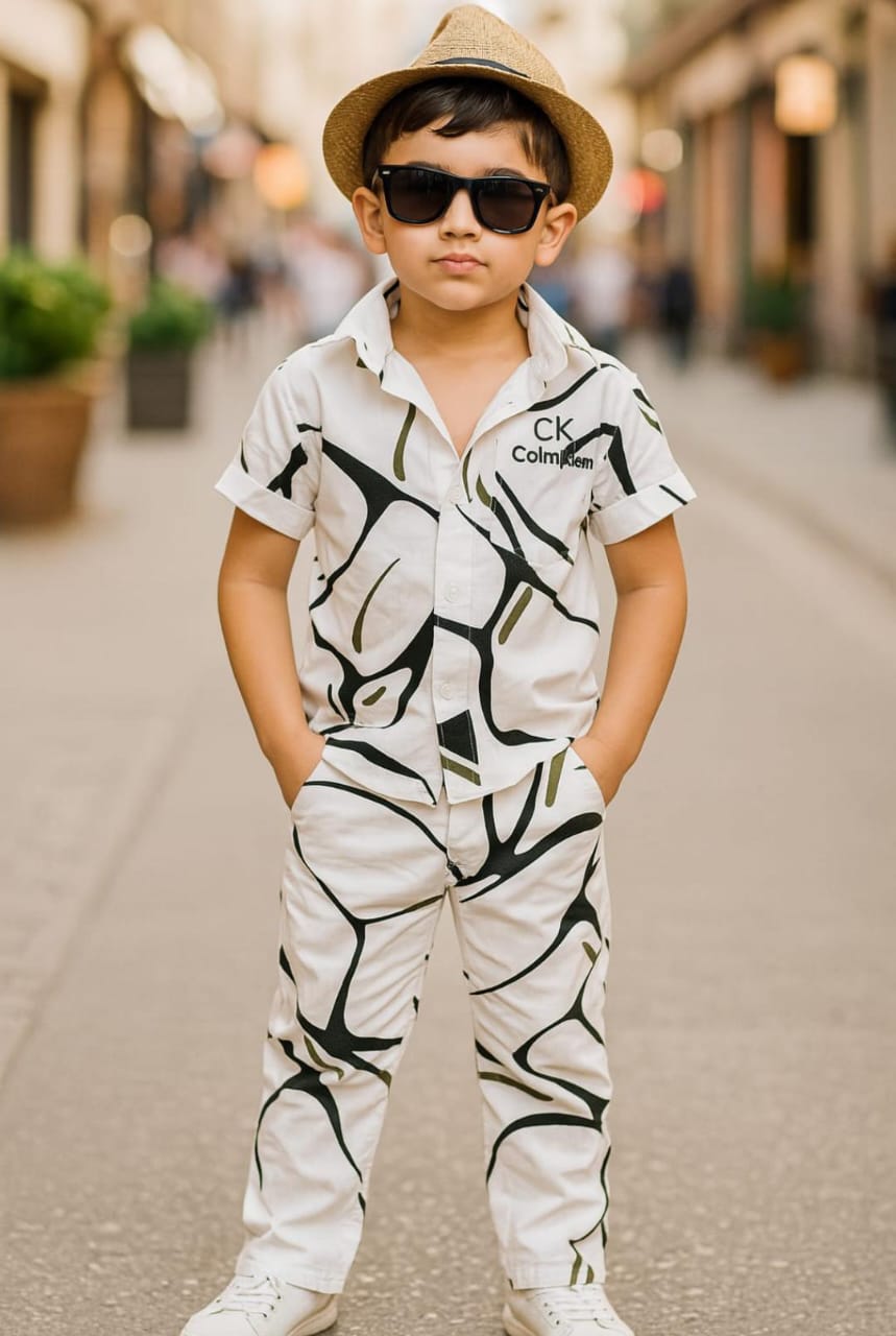 Calvin Klein Kids' Printed Shirt and Pants Set