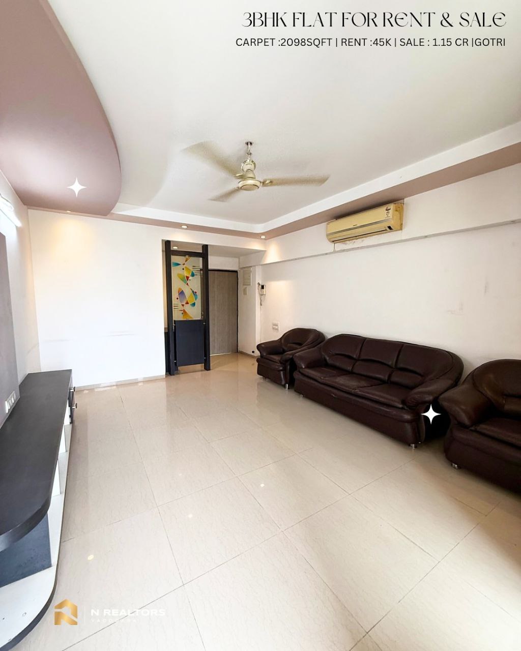 3BHK Fully Furnished Flat for Rent | Sale – Iscon Heights, Gotri✨