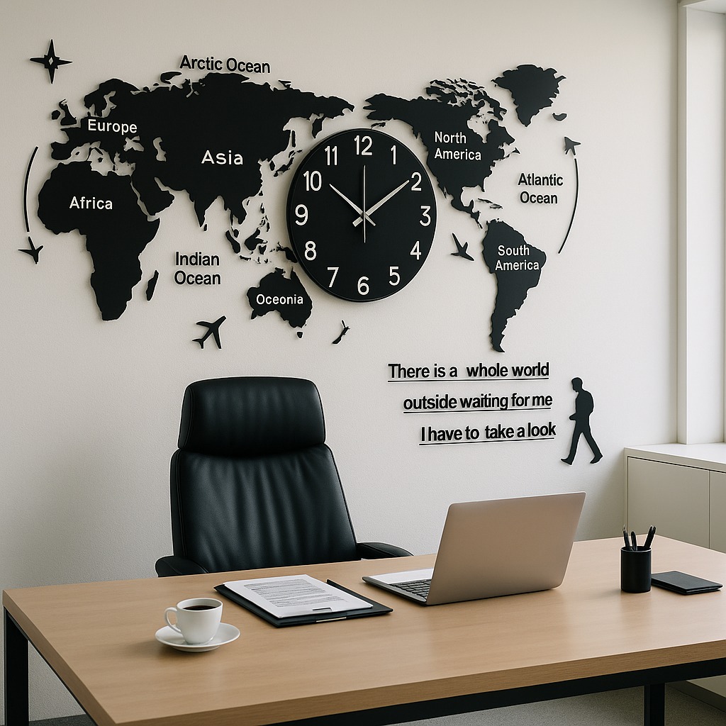 World Map Wall Clock