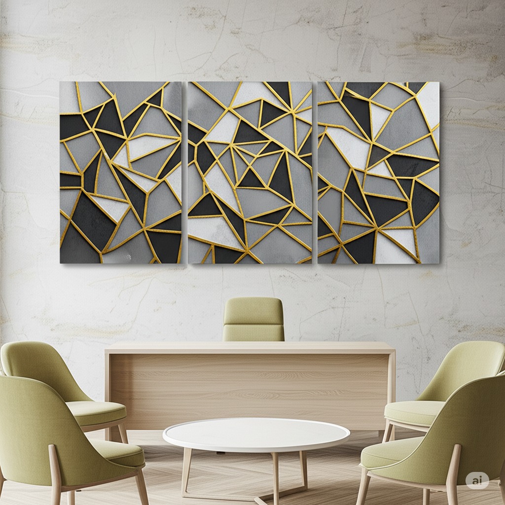 Modern Geometric Wall Art Set (3 panel)