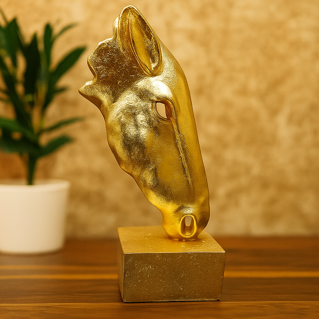 Golden Horse Head Sculpture