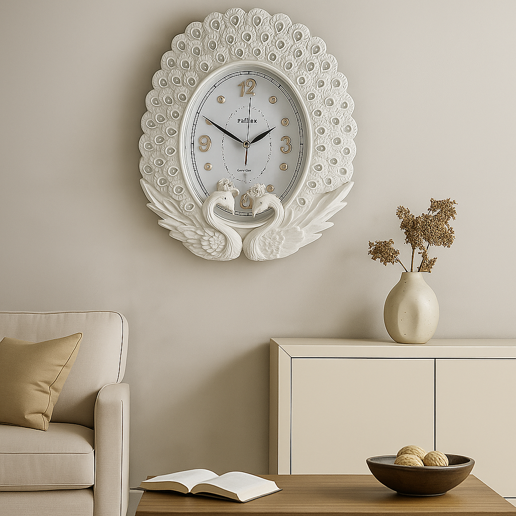 Elegant Swan & Peacock Wall Clock