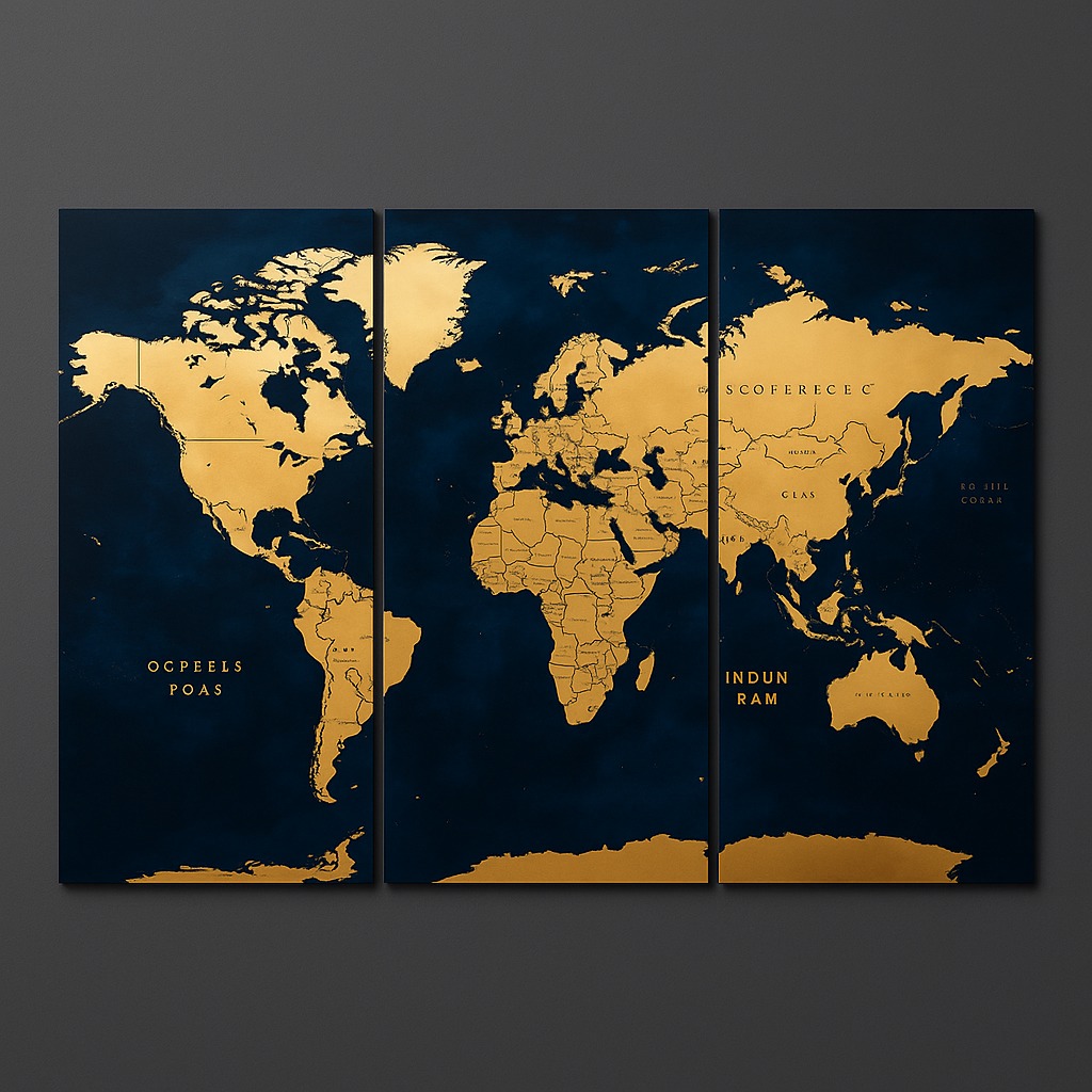 World Map Wall Art (3 panel)