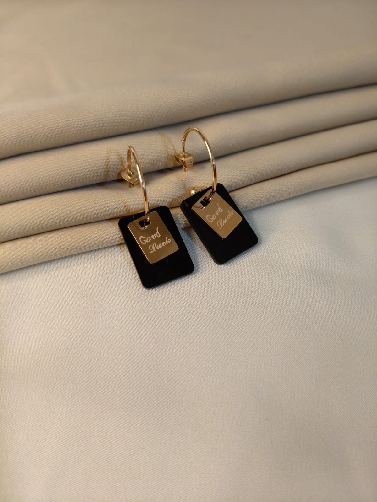Elegant Black and Gold Hoop Earrings