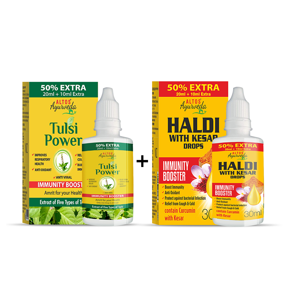 Altos Ayurveda Tulsi Power and Haldi with Kesar Drops Combo