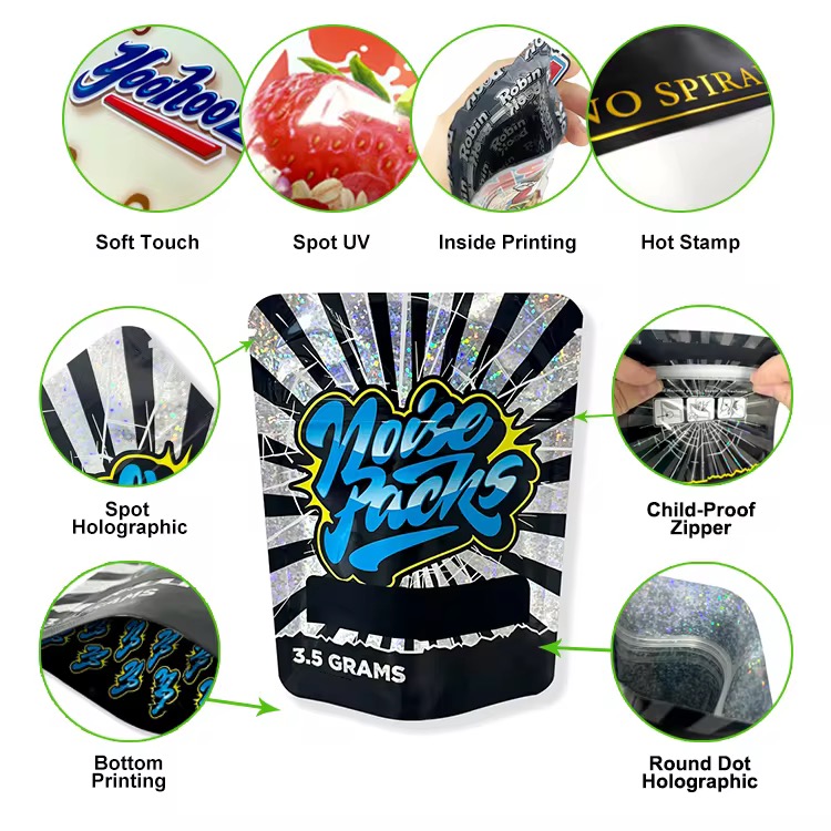 Custom printing ziplock stand up packaging bag for candy products