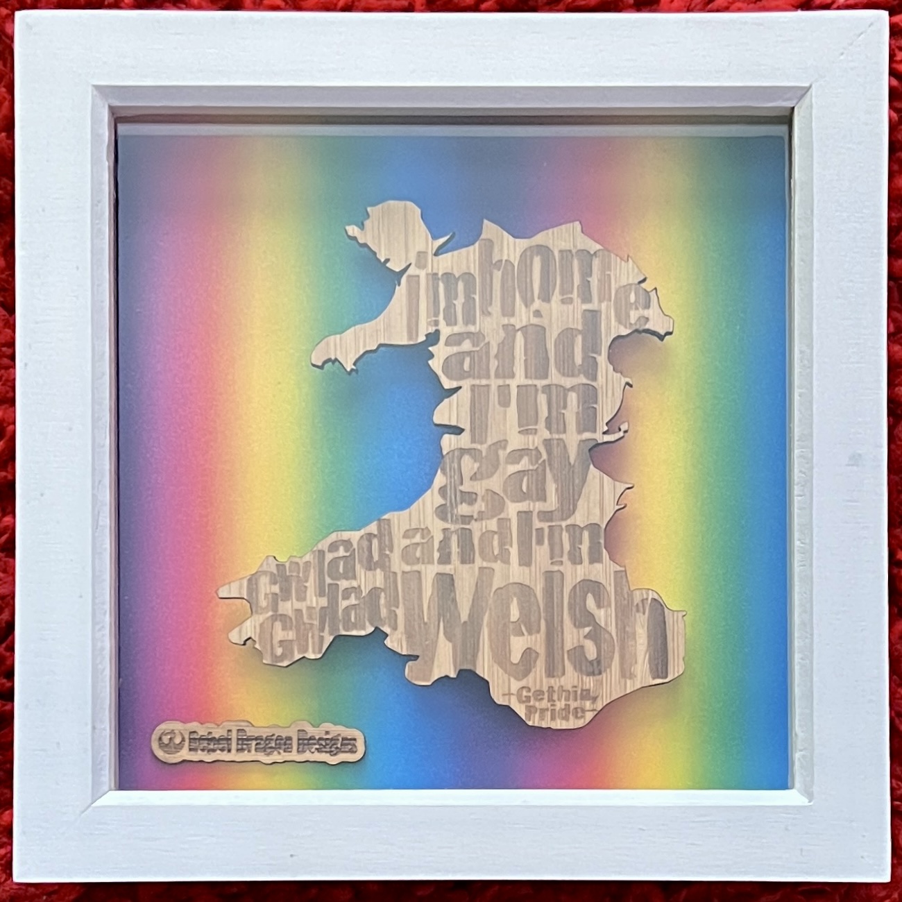 ‘Home Gay and Welsh’ ffrâm bocs | ‘Home Gay and Welsh’ box frame 