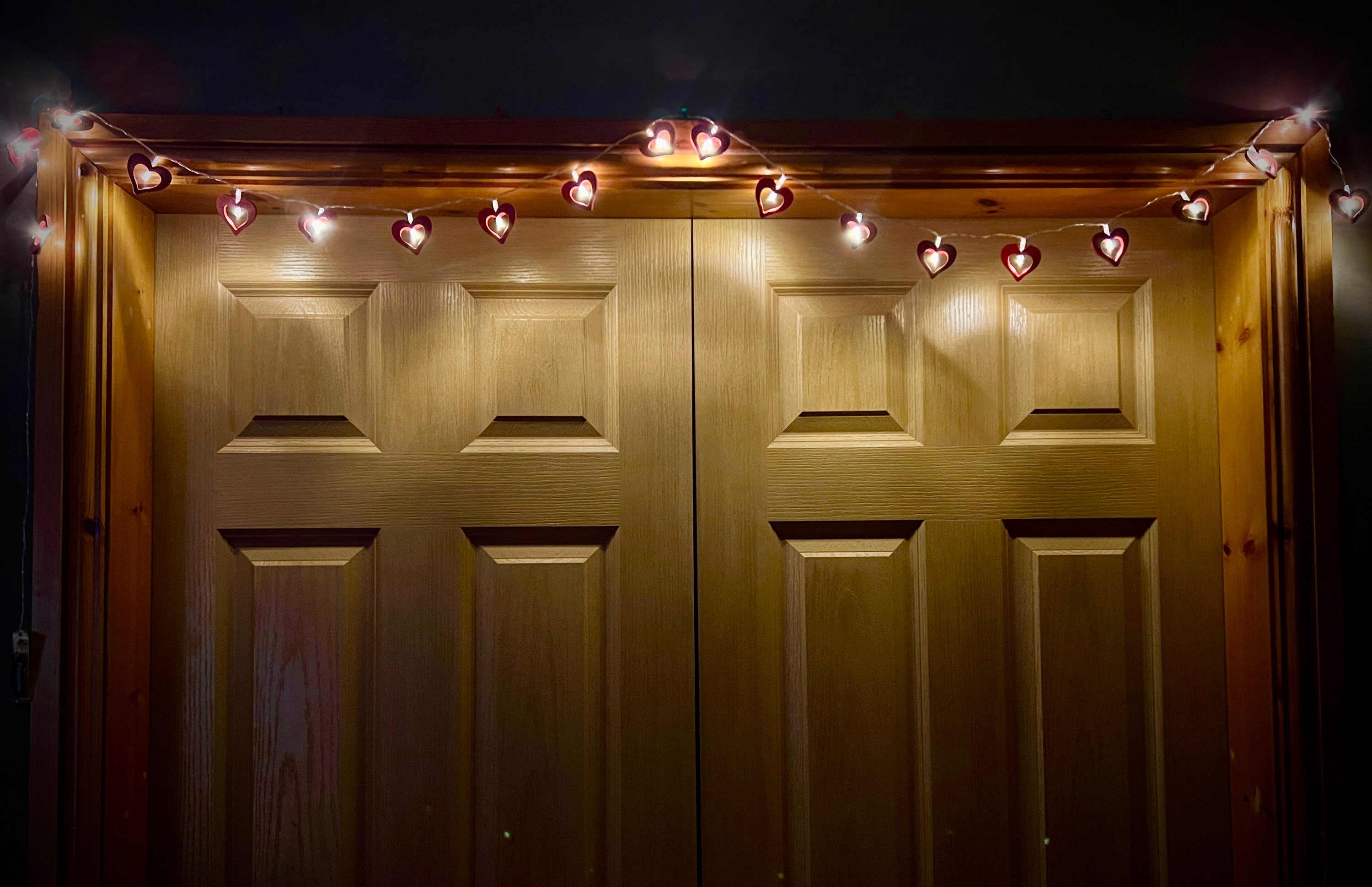 Set o Oleuadau Calon Pren | Set of Wooden Heart Lights