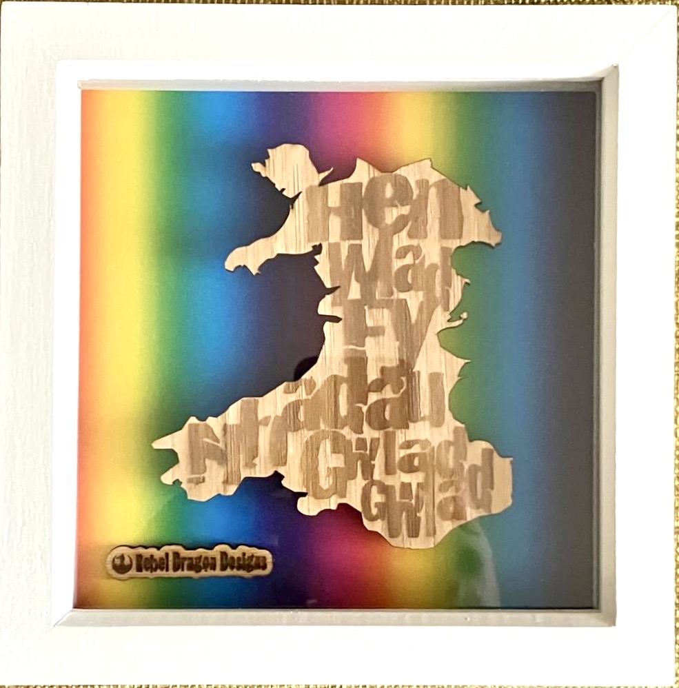 ‘Home Gay and Welsh’ ffrâm bocs | ‘Home Gay and Welsh’ box frame 
