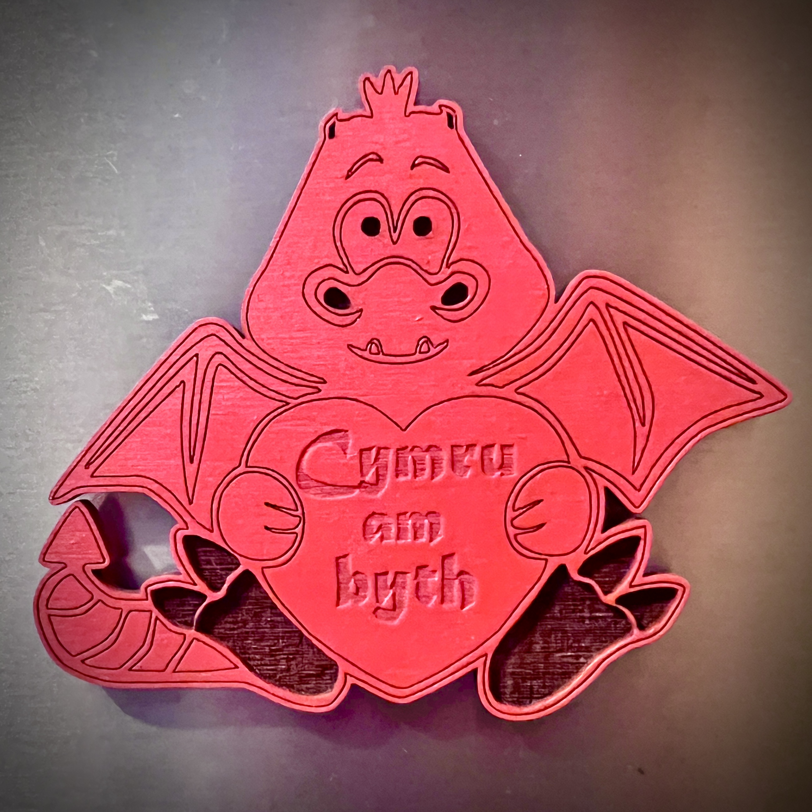 Magnet Oergell 'Cymru am Byth' Draig | 'Cymru am Byth' Dragon Fridge Magnet