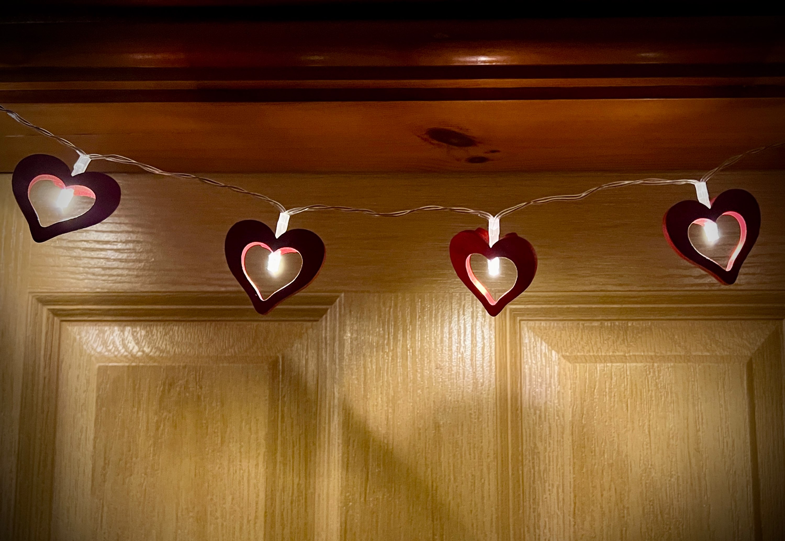 Set o Oleuadau Calon Pren | Set of Wooden Heart Lights