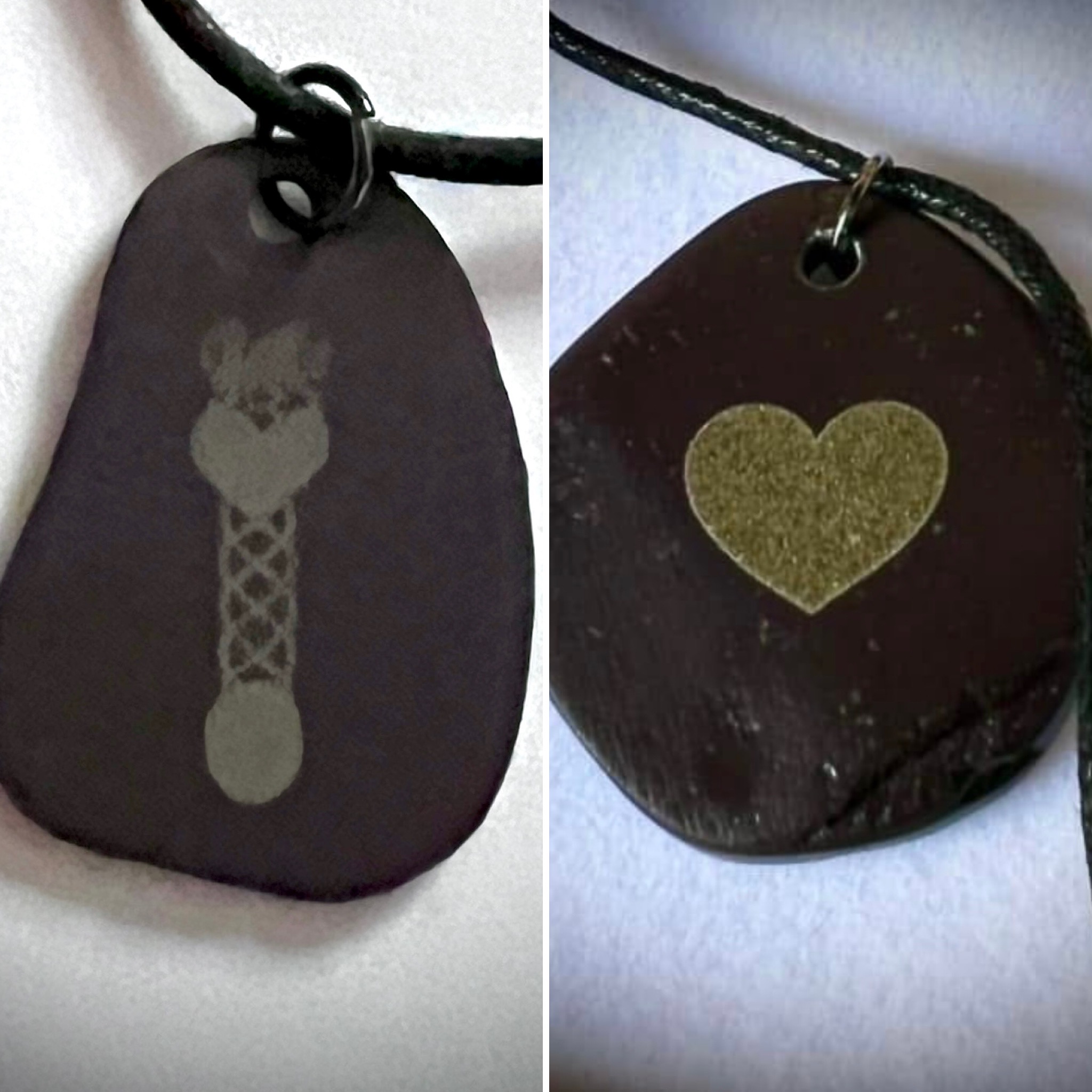Neclis Llechi Cymru Engrafiad  | Engraved Welsh Slate Necklace