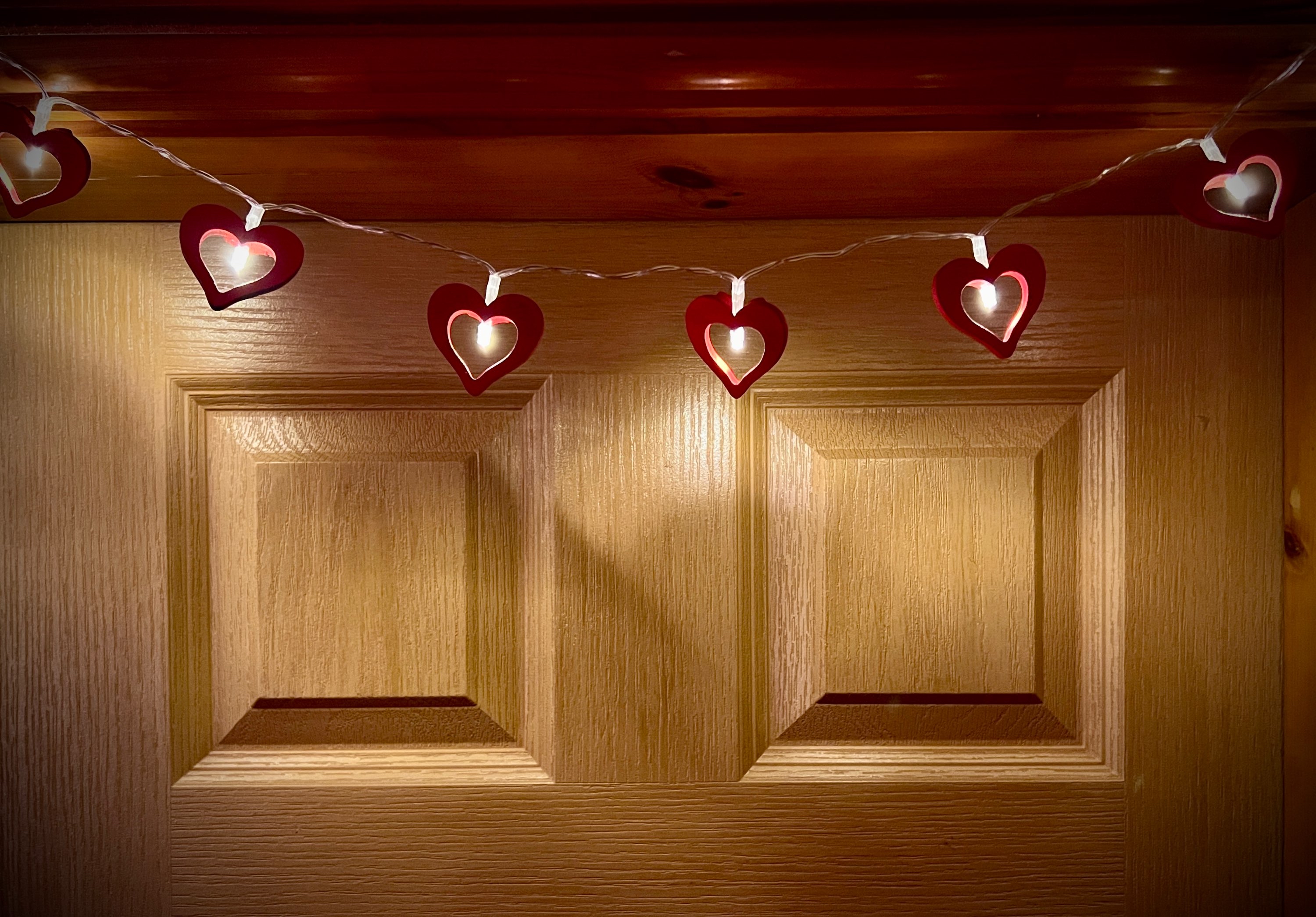 Set o Oleuadau Calon Pren | Set of Wooden Heart Lights