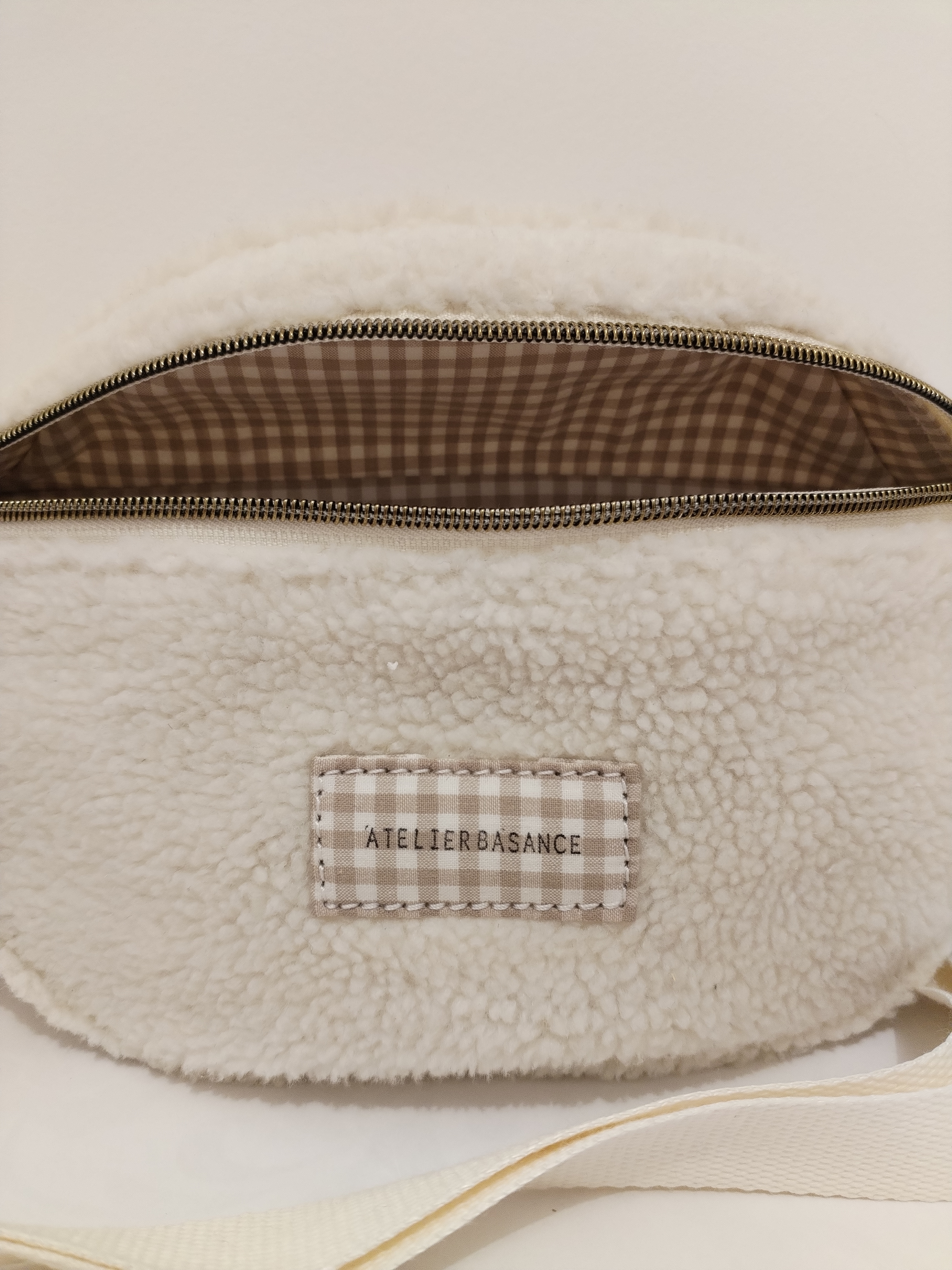 Banane "La Quotidienne" petit Vichy beige et moumoute